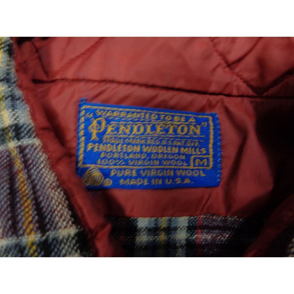 Vintage Pendleton Shirt Mens M Red Plaid Wool Button Up Outdoor Hiking USA - Picture 6 of 10